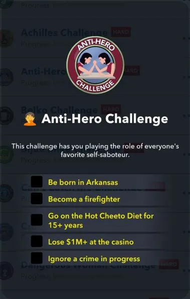 anti hero challenge in bitlife