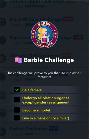 barbie challenge in bitlife