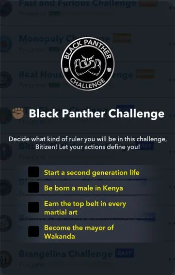 black panther challenge in bitlife