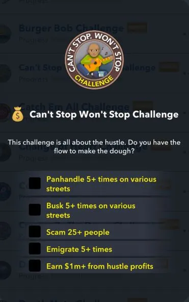 cant stop wont stop challenge in bitlife