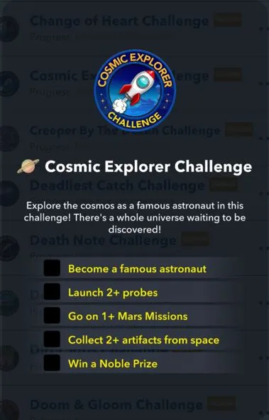 cosmic explorer challenge in bitlife