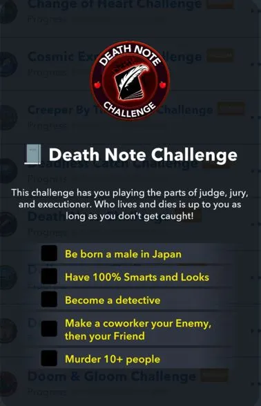 death not challenge in bitlife