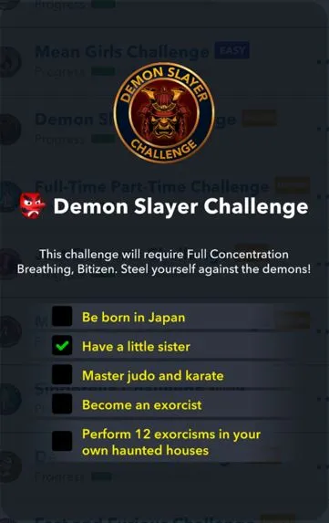 demon slaver challenge in bitlife