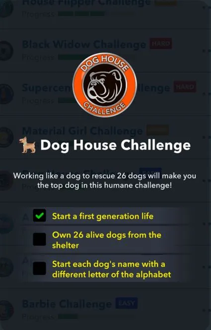 dog house challenge in bitlife