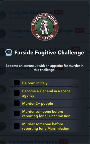 farside fugitive challenge in bitlife