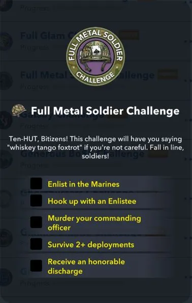 full matel soldier challenge in bitlife