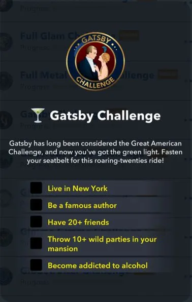 gatsby challenge in bitlife