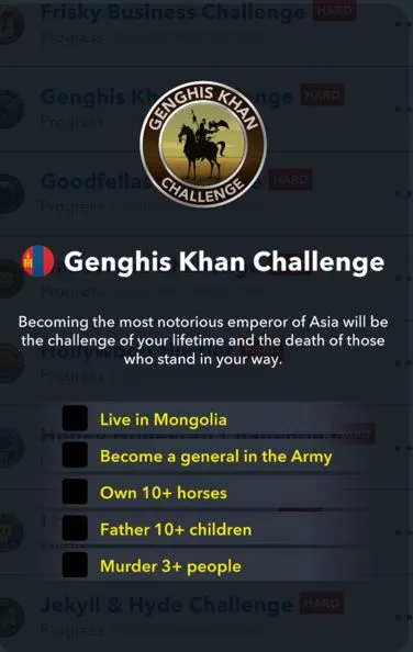 genghis khan challenge in bitlife