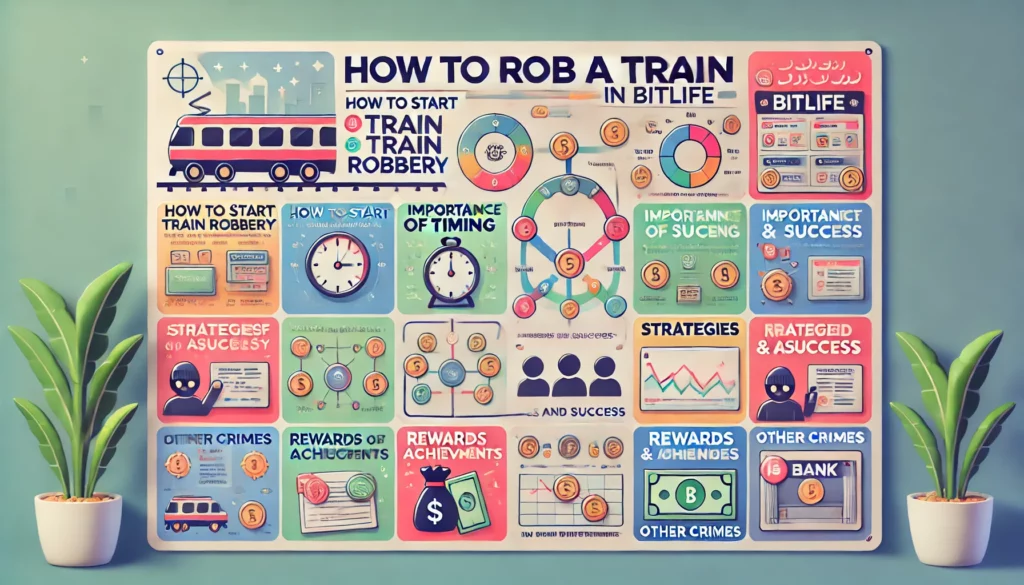 how to rob a train in bitlife infographic image