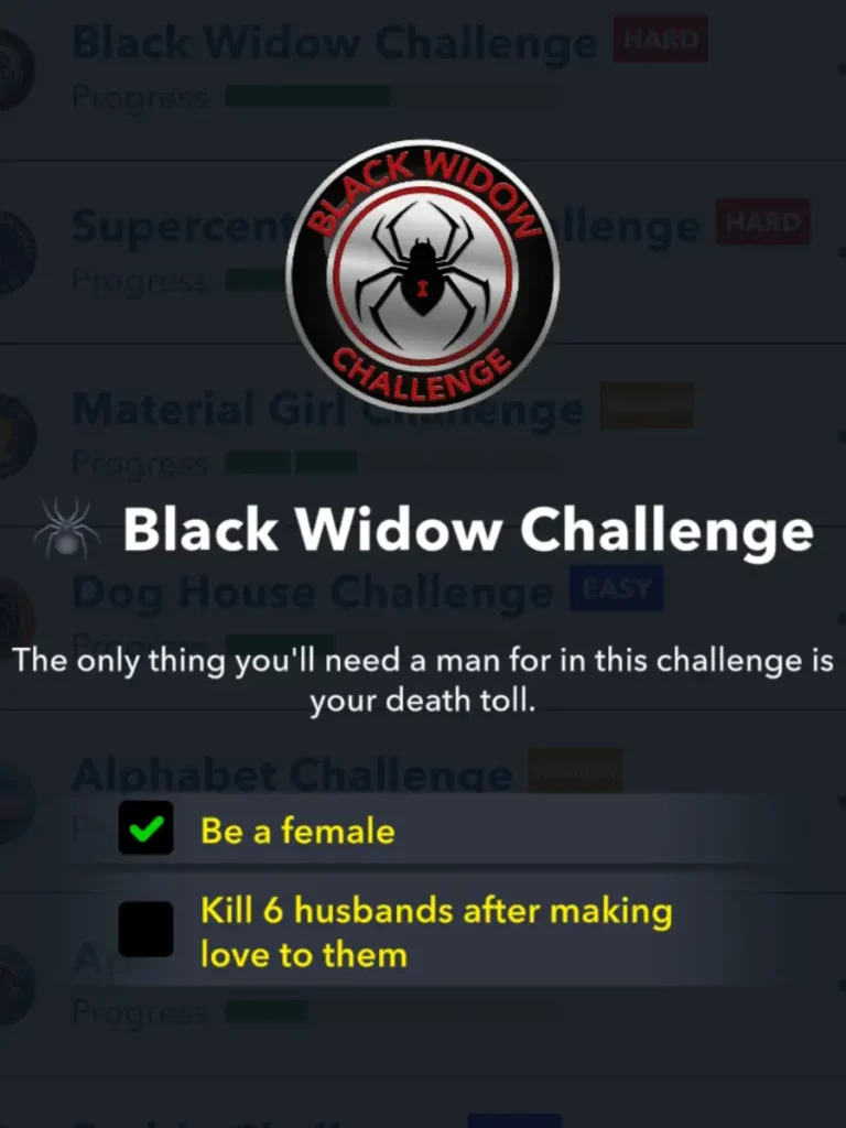 black widow challenge tasks